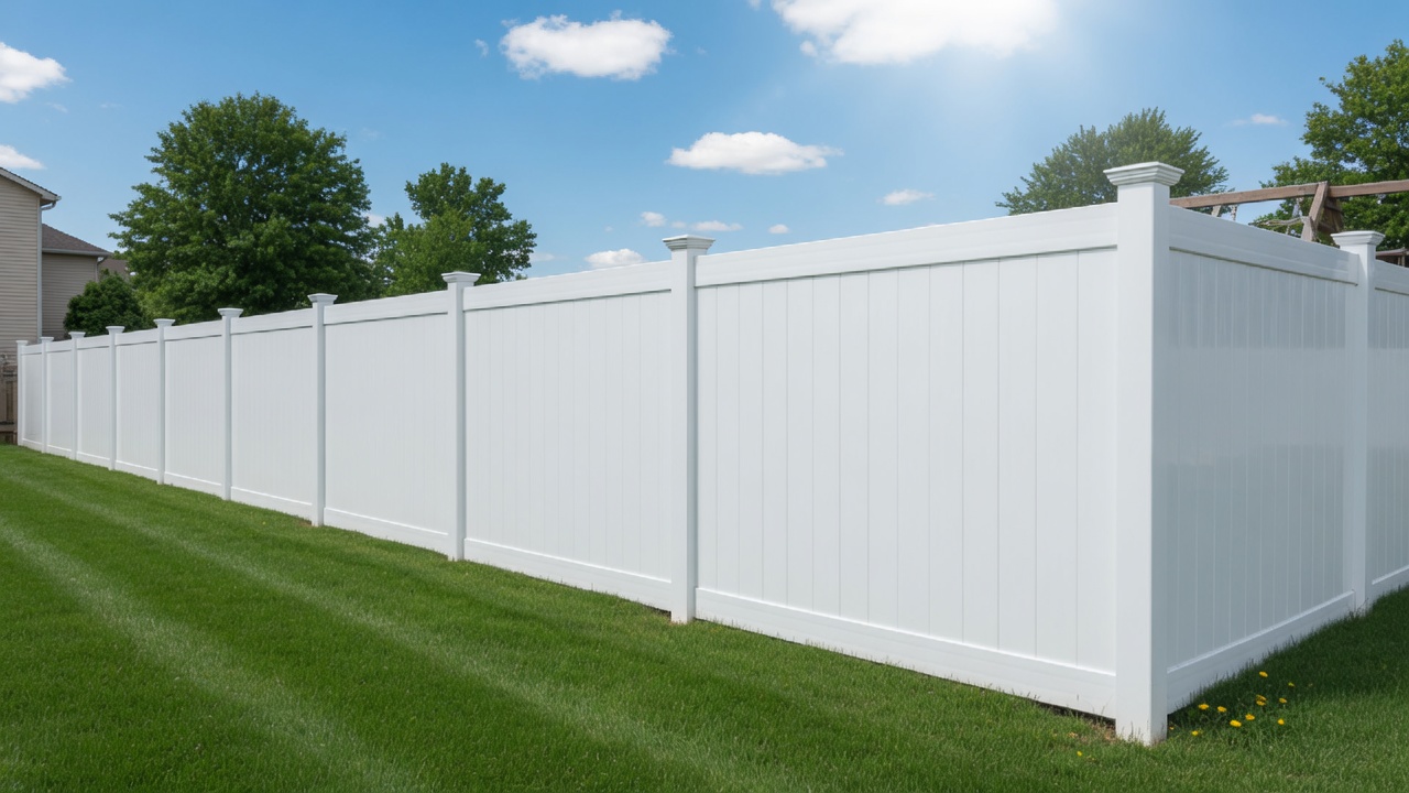 White vinyl privacy fence