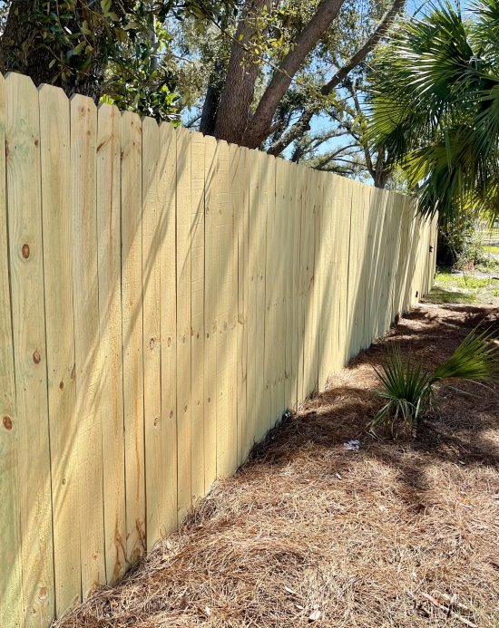 Standard stockade wood privacy fence